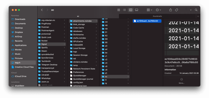 Digital Forensics : Signal Desktop App for MacOS